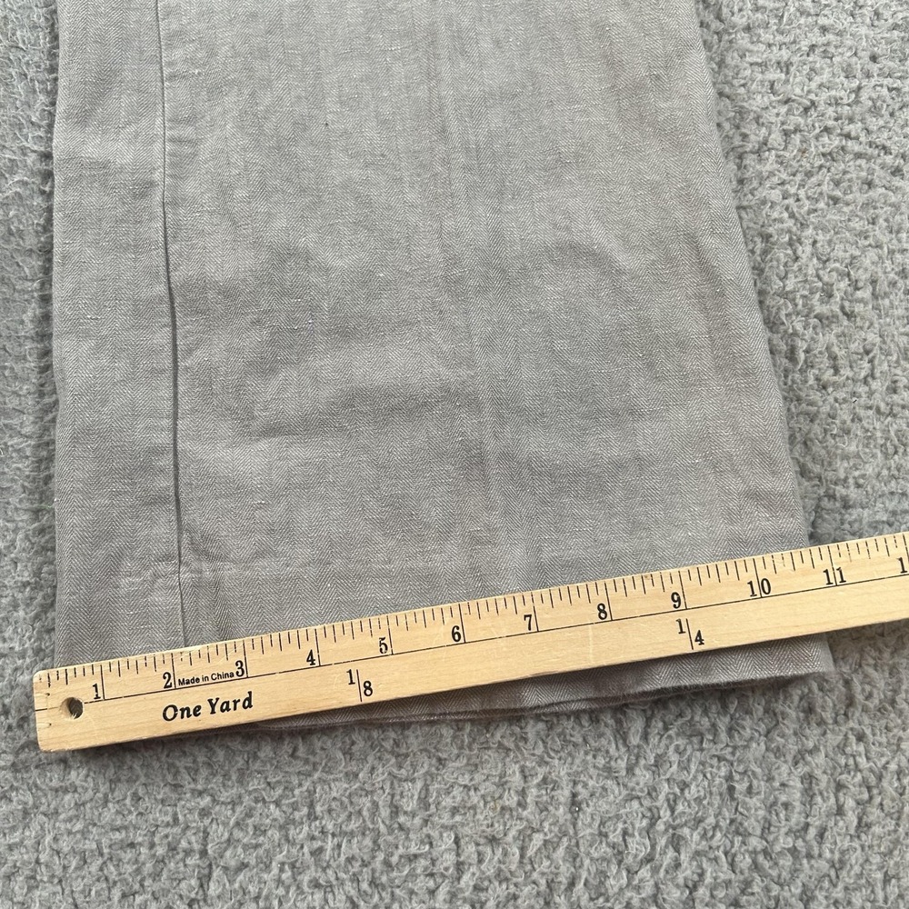 Gap Pants Womens 10 Gray Hip Slung Fit Linen Cotton Herringbone Straight Leg - Picture 13 of 16
